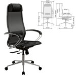 Кресло МЕТТА "ErgoLife" 10 B1-104K, хром, синхромеханизм, прочная сетка, черное — изображение 3