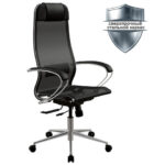 Кресло МЕТТА "ErgoLife" 10 B1-104K, хром, синхромеханизм, прочная сетка, черное — изображение 2