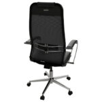 Кресло офисное МЕТТА "ErgoLife" Comfort, хром, сиденье мягкое, ткань-сетка/экокожа, черное — арт. SAMSON-532998