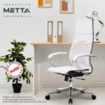 Кресло офисное МЕТТА "К-7" хром, прочная сетка, сиденье и спинка регулируемые, белое — изображение 18