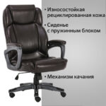 Кресло офисное BRABIX PREMIUM "Favorite EX-577", пружинный блок, рециклир. кожа, коричневое, 531936 — арт. SAMSON-531936