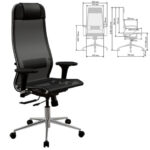Кресло МЕТТА "ErgoLife" 10 B1-104D, хром, синхромеханизм, 2D-подлокотники, прочная сетка, черное — изображение 3