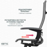 Кресло офисное МЕТТА "К-7-Т" хром, прочная сетка, сиденье и спинка регулируемые, черное — изображение 19