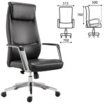 Кресло офисное BRABIX PREMIUM "Jazz EX-757", синхромеханизм, алюминий, экокожа, черное, 532489 — арт. SAMSON-532489