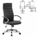 Кресло офисное BRABIX "Style EX-528", экокожа, хром, черное, 531947 — арт. SAMSON-531947