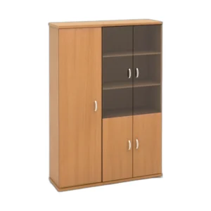 КЭ108 Шкаф высокий (КЭ24+КЭ17+КЭ28+КЭ22*2+БСКТ410*2+ФС03*2) (1404*424*2066) — КЭ108.101 — бук101