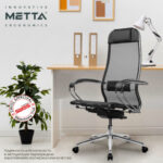 Кресло МЕТТА "ErgoLife" 10 B1-104K, хром, синхромеханизм, прочная сетка, черное — изображение 14