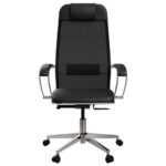 Кресло офисное МЕТТА "ErgoLife" Comfort, хром, сиденье мягкое, ткань-сетка/экокожа, черное — арт. SAMSON-532998