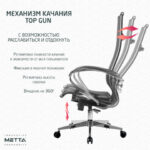 Кресло офисное МЕТТА "К-7" хром, прочная сетка, сиденье и спинка регулируемые, черное — изображение 14