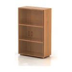 КФ20 Шкаф низкий со стеклом (740х390х1206) (ШФ13+ДФ11*2+ФС01*2) — КФ20.5 — миланский орех