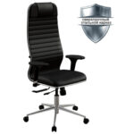 Кресло МЕТТА "ErgoLife" 10 B1-117D, хром, синхромеханизм, 2D-подлокотники, экокожа, черное — изображение 2
