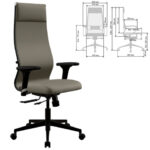 Кресло МЕТТА "ErgoLife" 10 B1-162D, пластик, синхромеханизм, 2D-подлокотники, ткань, бежевое — изображение 3