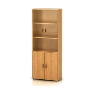 КФ14 Шкаф высокий со стеклом (740х390х2002) (ШФ14+ДФ11*2+ФС01*2+ДФ13*2) — КФ14.5 — миланский орех