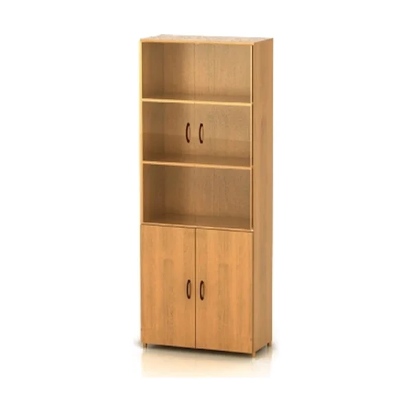 КФ14 Шкаф высокий со стеклом (740х390х2002) (ШФ14+ДФ11*2+ФС01*2+ДФ13*2) — КФ14.5 — миланский орех