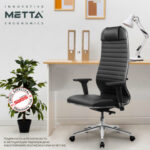 Кресло МЕТТА "ErgoLife" 10 B1-117D, хром, синхромеханизм, 2D-подлокотники, экокожа, черное — изображение 17