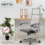 Кресло офисное МЕТТА "К-7" хром, прочная сетка, сиденье и спинка регулируемые, серое — изображение 18