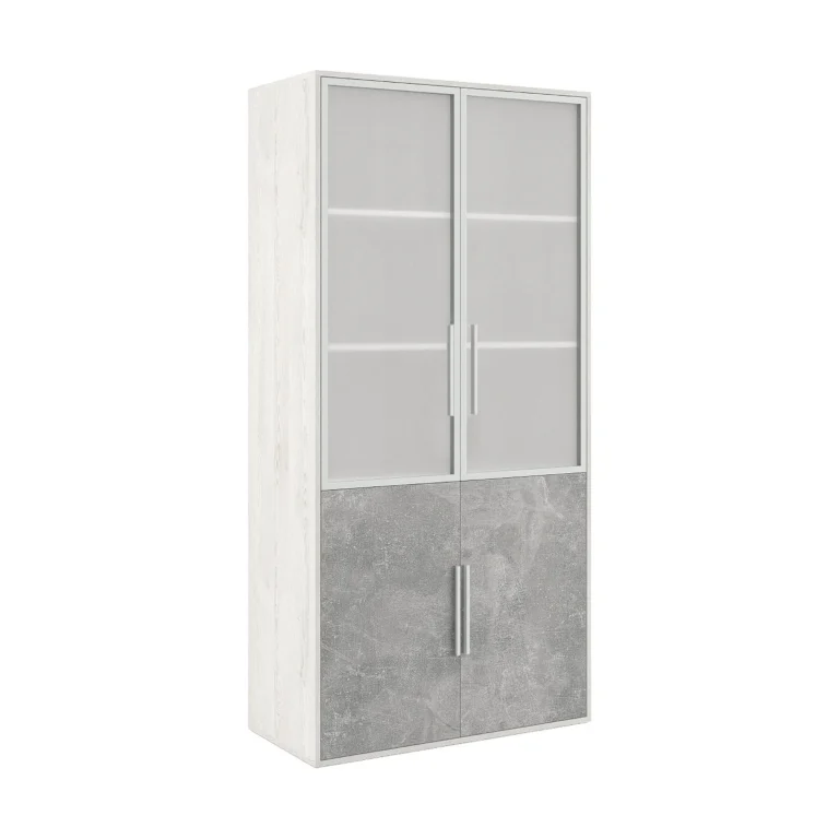 Шкаф для бумаг со стеклом Бетон (B-tone) 93.5 × 45 × 191.7 см