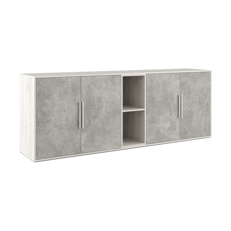 Шкаф низкий 4 створки, с нишей Бетон (B-tone) 213.8 × 45 × 78 см