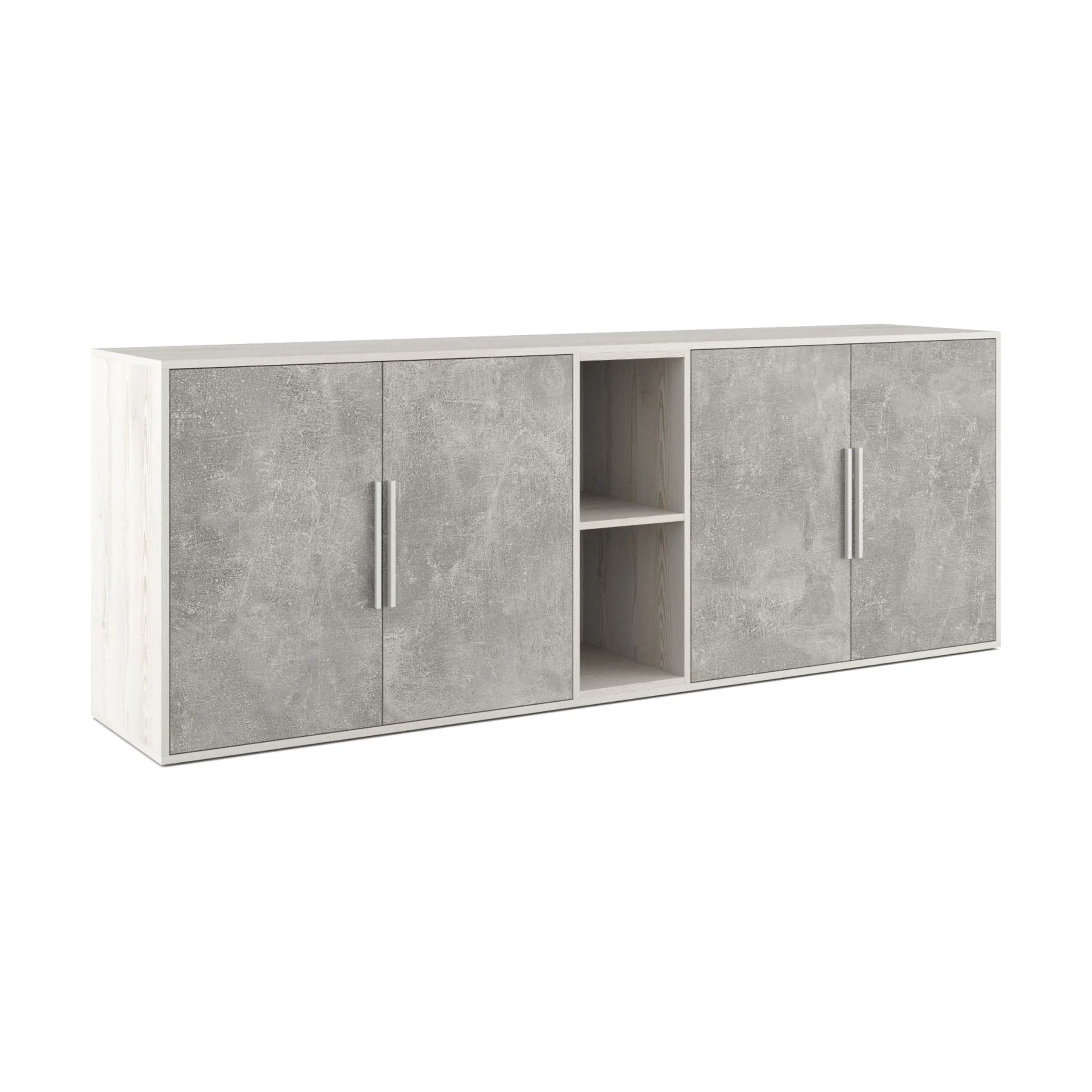 Шкаф низкий 4 створки, с нишей Бетон (B-tone), арт. BTN36153031 Шкаф низкий 4 створки, с нишей Бетон (B-tone) Pointex — арт. BTN36153031