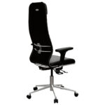 Кресло МЕТТА "ErgoLife" 10 B1-117D, хром, синхромеханизм, 2D-подлокотники, экокожа, черное — изображение 6