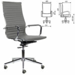 Кресло офисное BRABIX PREMIUM "Intense EX-531", экокожа, хром, темно-серое, 532542 — арт. SAMSON-532542