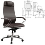 Кресло офисное МЕТТА "SAMURAI" KL-1, экокожа, темно-коричневое — изображение 3