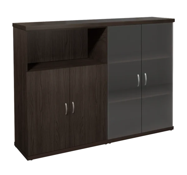КЭ102 Шкаф низкий (КЭ19*2+КЭ31+КЭ22*2+БСКТ410*2+ФС03*2) (1704*424*1274) Эталон (КЭ102) — серия офисной мебели Эталон, фабрика Монолит