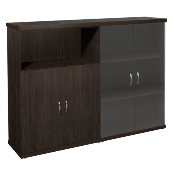 КЭ102 Шкаф низкий (КЭ19*2+КЭ31+КЭ22*2+БСКТ410*2+ФС03*2) (1704*424*1274) Эталон (КЭ102) — серия офисной мебели Эталон, фабрика Монолит