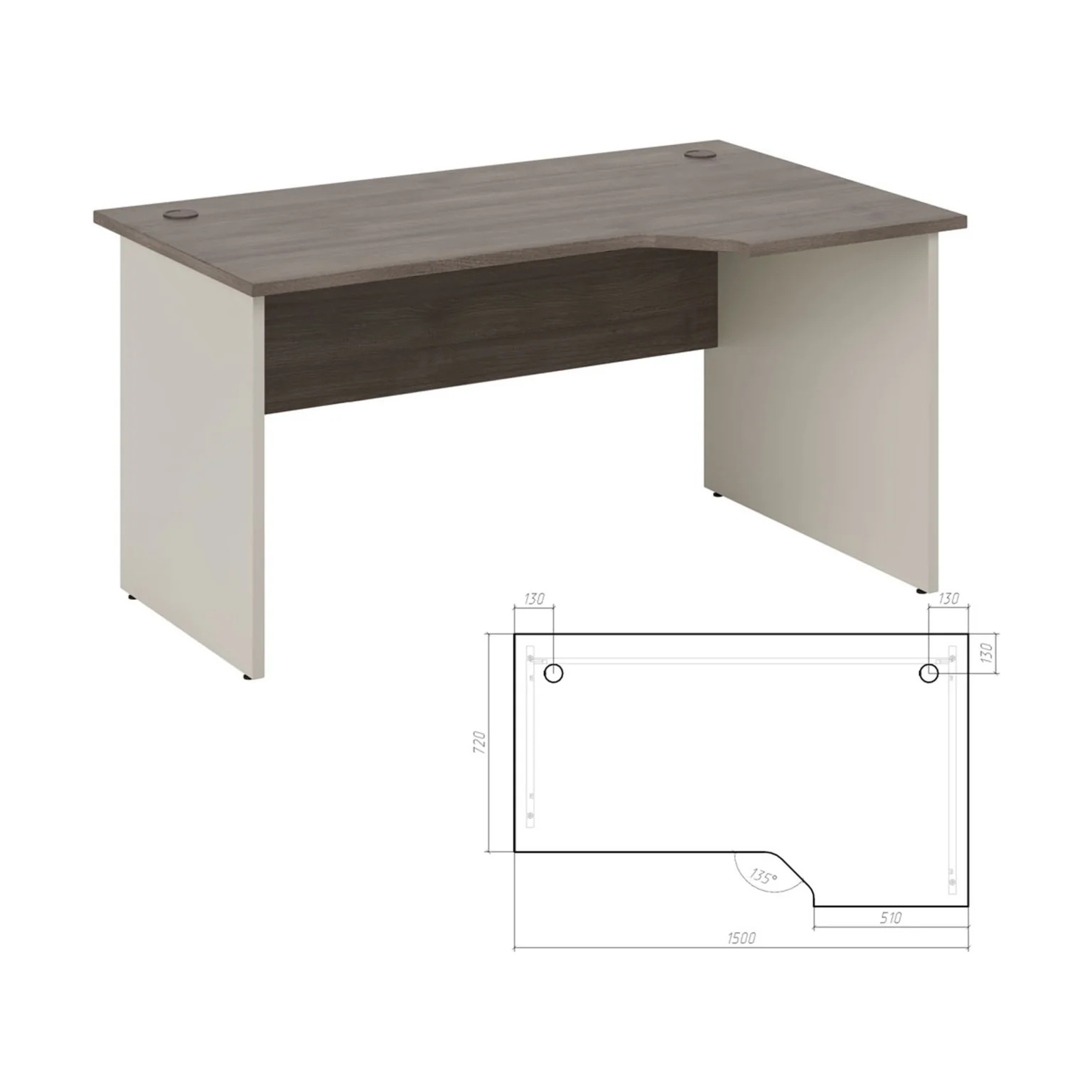 Стол эргономичный правый Нью лайн (New Line) 150 × 90 × 75 см