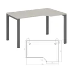 Стол эргономичный правый на металлоопорах Нью лайн (New Line) 135 × 90 × 75 см