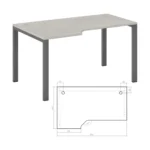 Стол эргономичный левый на металлоопорах Нью лайн (New Line) 150 × 90 × 75 см
